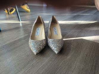 Jimmy Choo Ladies Love Moon Sand Infinity Glitter Pointy Heels Size 5