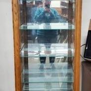 Solid Oak Lighted Glass China Cabinet

