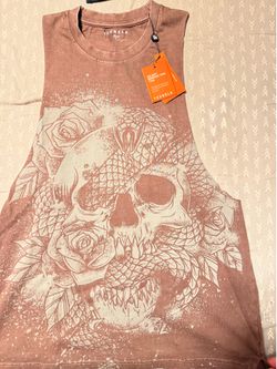 YoungLa Eternal Coil  Tank Top Skull Snake Rose Men's SZ L Distressed  Brown Nwt