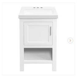 New Glacier Bay 18.5 in. W × 16.25 in. D x 33.75 in. H Single Sink Bath Vanity in White $75 NO BOX 