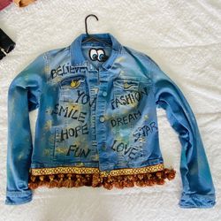 Jean jacket size M chaqueta de jean pintada a mano talla m