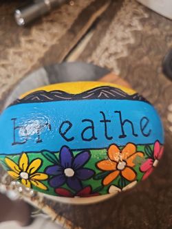 Hand-Painted Decorative Rock – Breathe