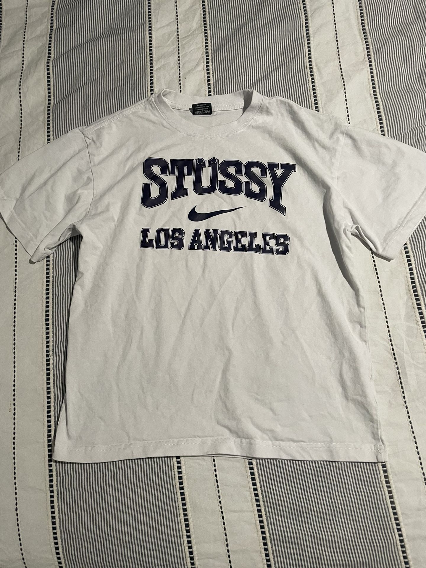White And Blue Stussy Los Angeles Nike Shirt