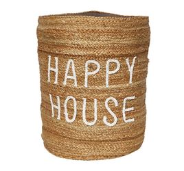 14”H x 18”D Jute Basket - Happy House, NEW