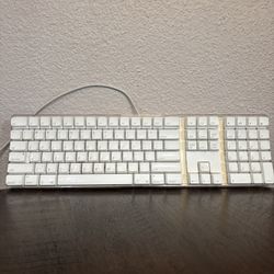 Apple White Keyboard Wired Model #A1048 with 2 USB Ports