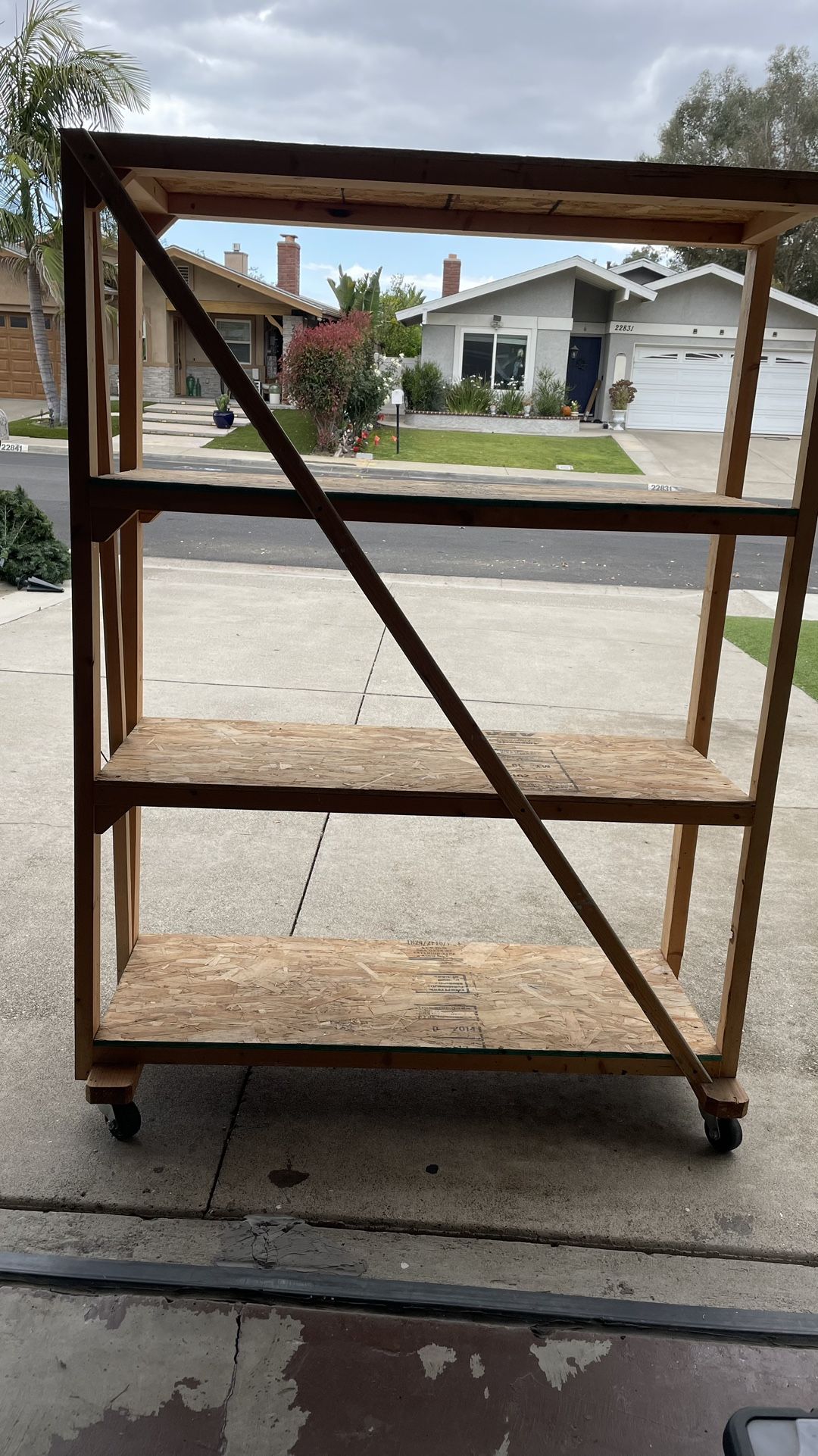 Wooden Shelf For Garage With Wheeks