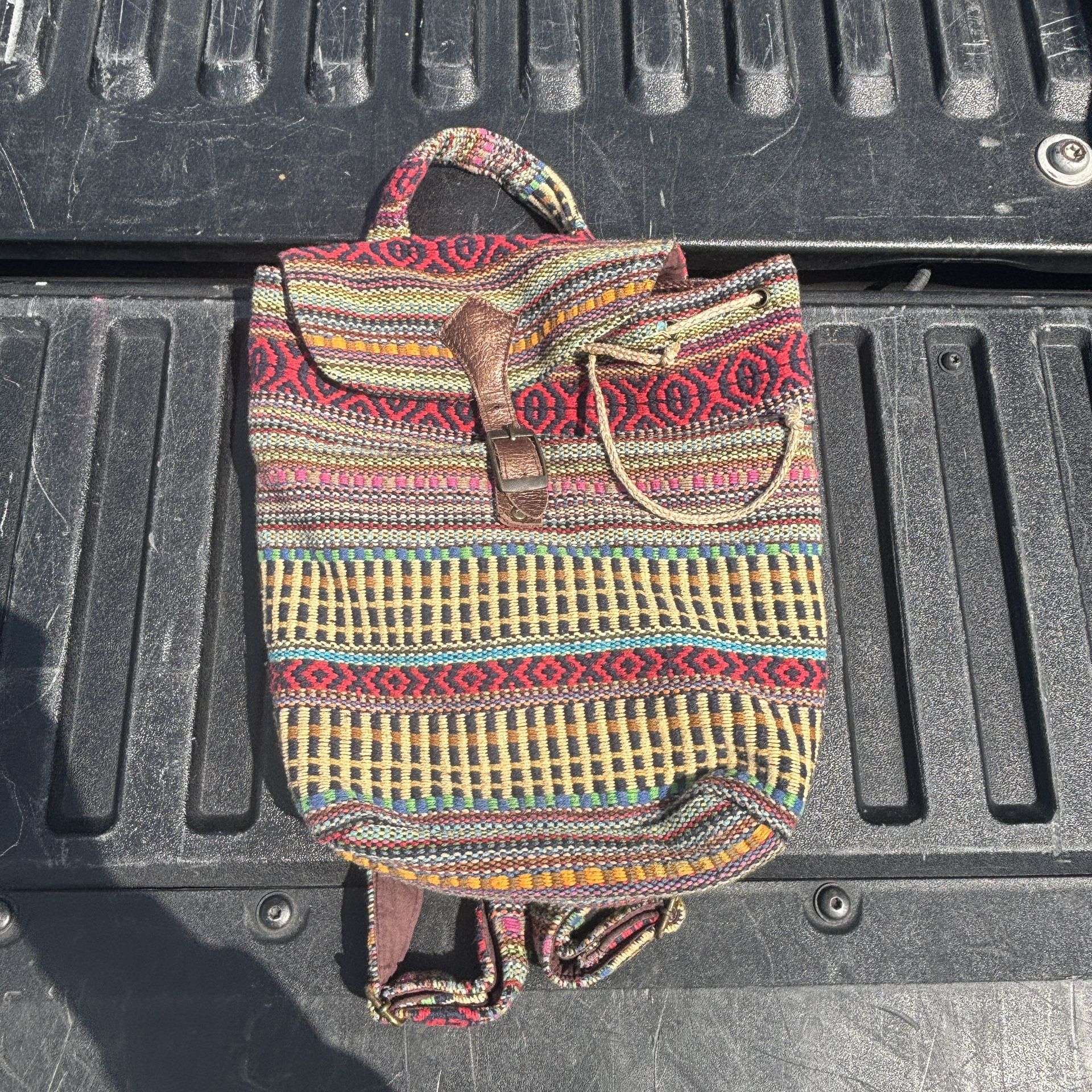 Boho Woven Backpack Purse Pouch