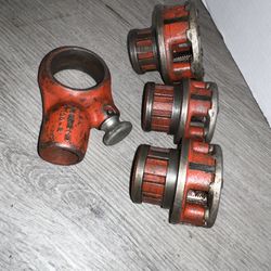 RIDGID 00-R Pipe Threader Set 1/2 3/4 1 Die Heads w/ Holder USA