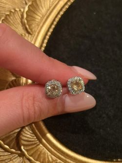 Natural Citrine men Studs silver
