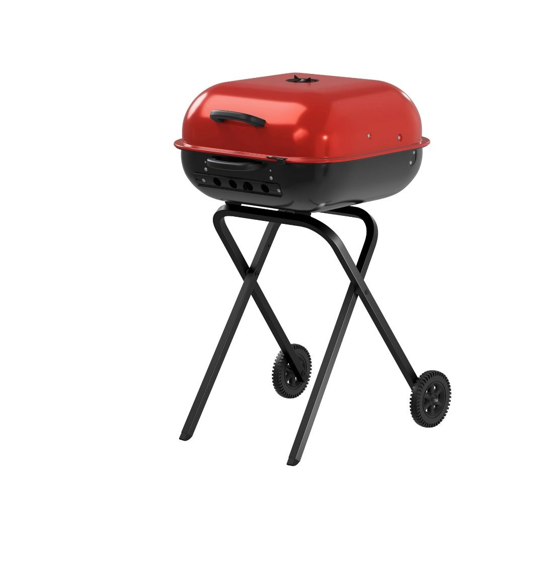 Americana Walk-A-Bout 100% Pre-Assembled Portable Steel Charcoal Grill in Red