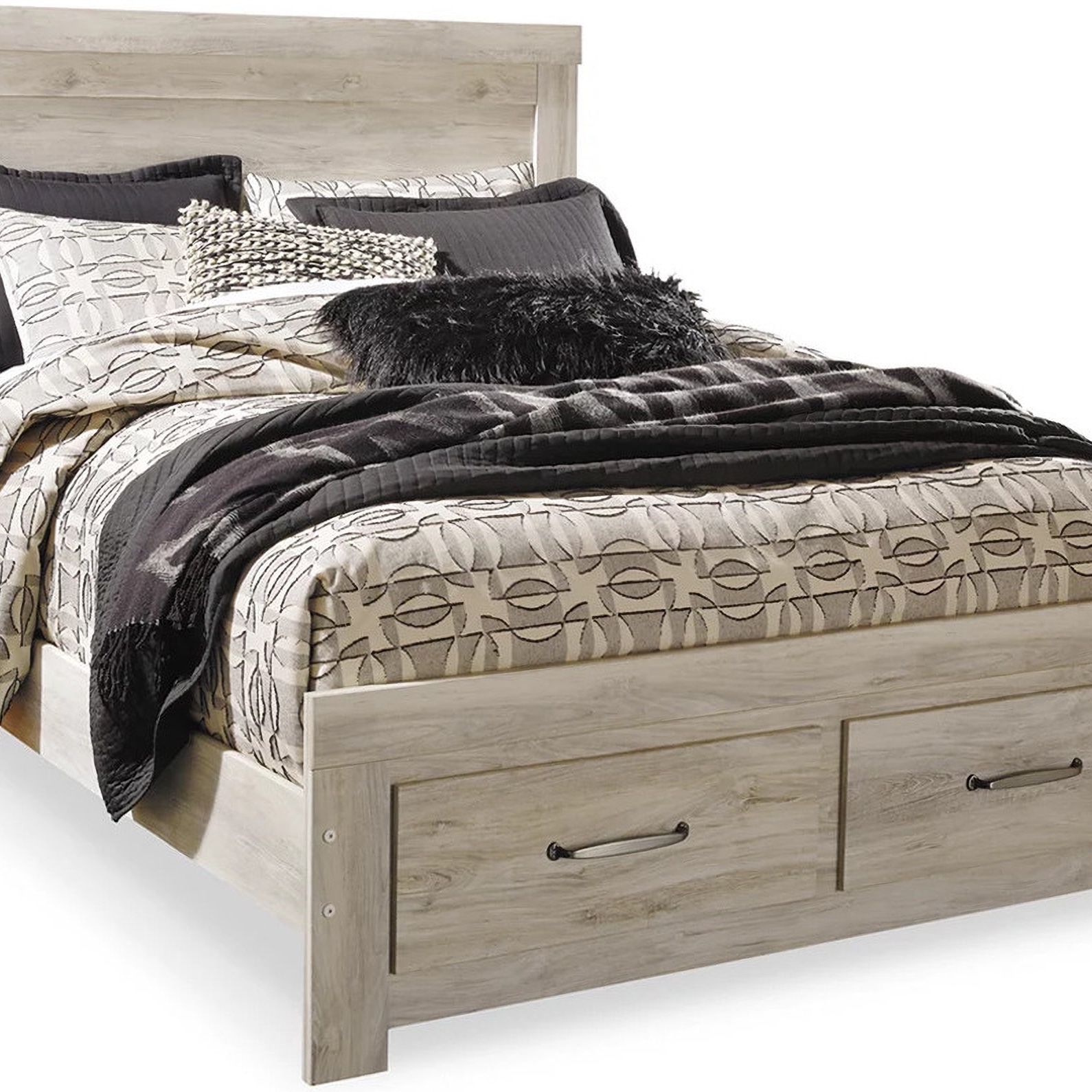 Ashley Furniture Wash Oak  New Platform Bed Frame Storage Drawers! King $528 Queen $428