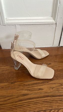 Free INC Clear Strap Block Heel Sandals size 5