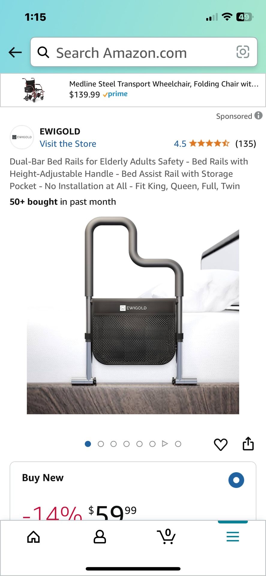 Bed Assistant Rail. 10 Dollars