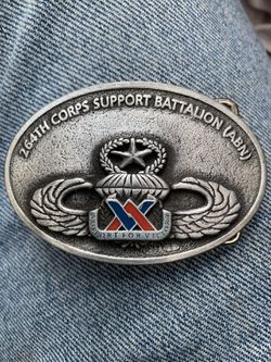 1970s 264th corps support Battalion pewter belt buckle