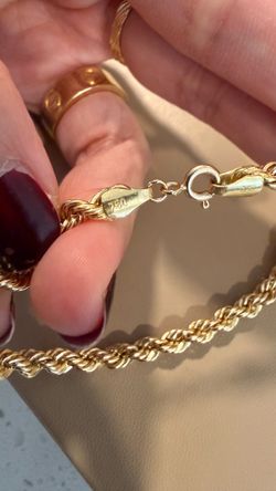 18k yellow gold rope chain bracelet size 7.75