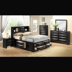 Brand New Storage Black Bedroom Set For Sale With Free Delivery 