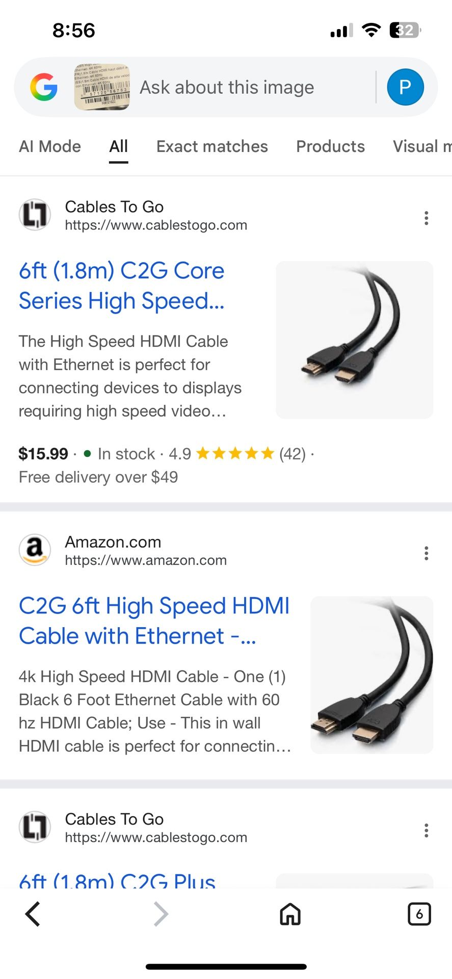 High-Speed HDMI Cables Available – 6ft, $12 Each