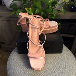 Women’s Size 11 Pink Bling Lace Up Heels 