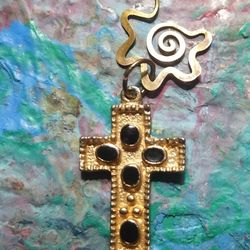 Vintage Gold Tone Cross Pendant