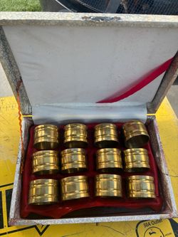 Set of 12 Gold Brass Napkin Rings