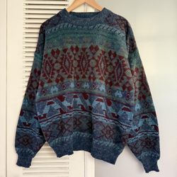 Vintage 90’s The Men’s Store At Sears Tribal Aztec knit Sweater