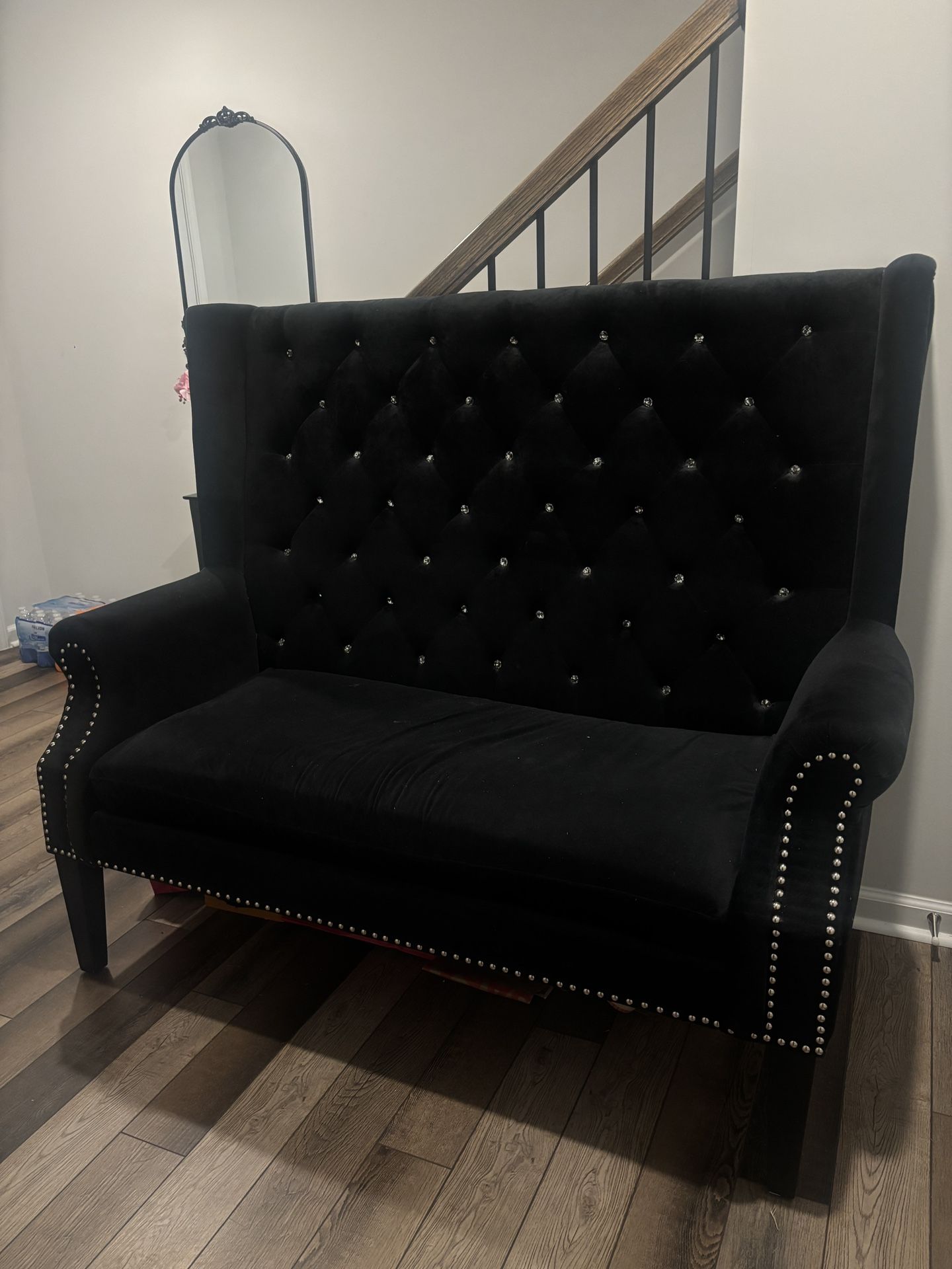 Luxury Black Velvet Loveseat/bench