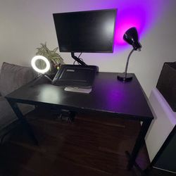 Desk Bundle‼️ Black Faux Leather Executive Chair + Simple Sturdy Metal Desk