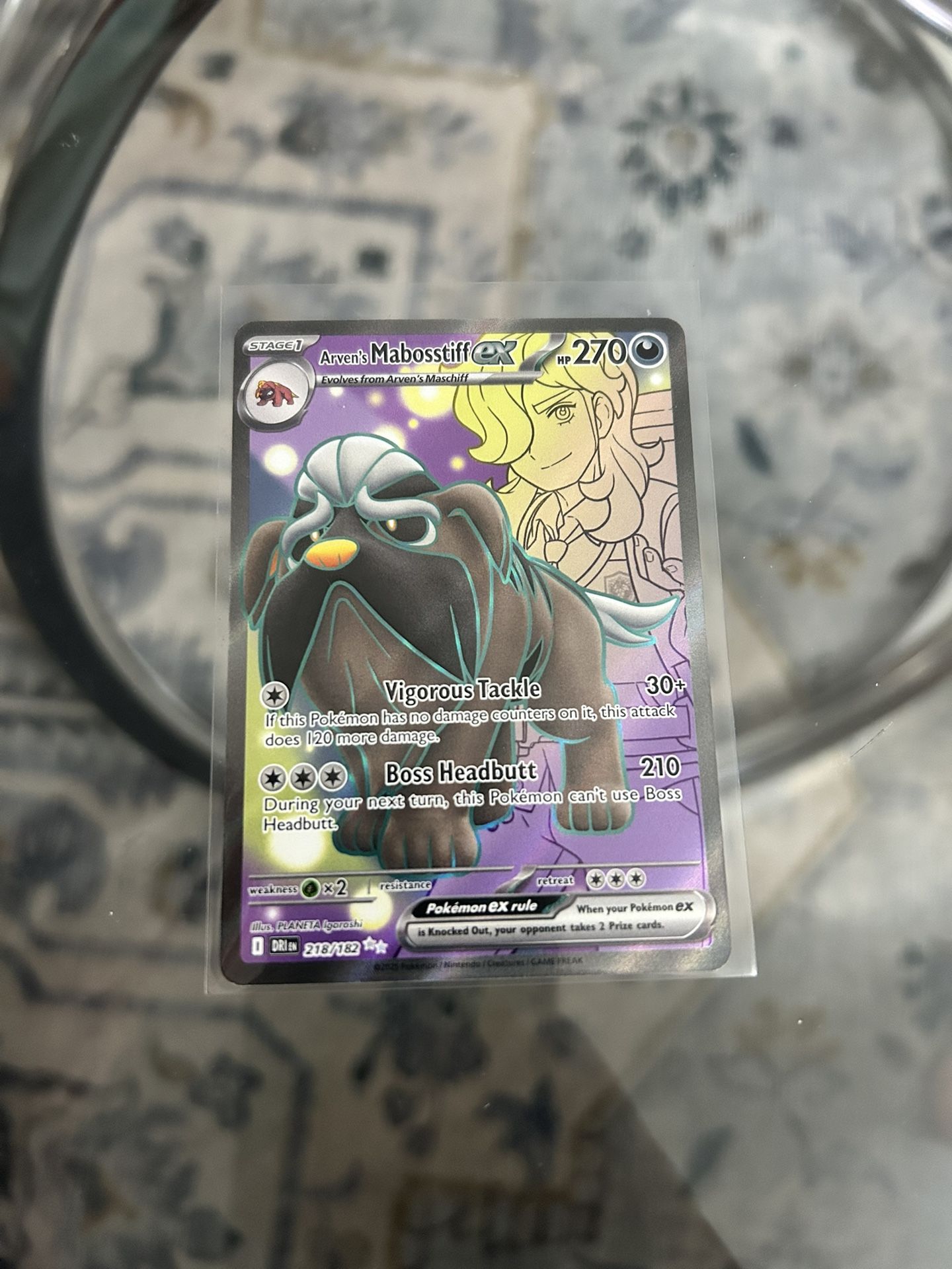 Pokemon TCG Arven’s Mabosstiff EX #218 Destined Rivals 