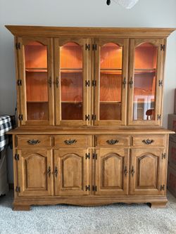 Traditional Lighted Wooden China Cabinet • $200