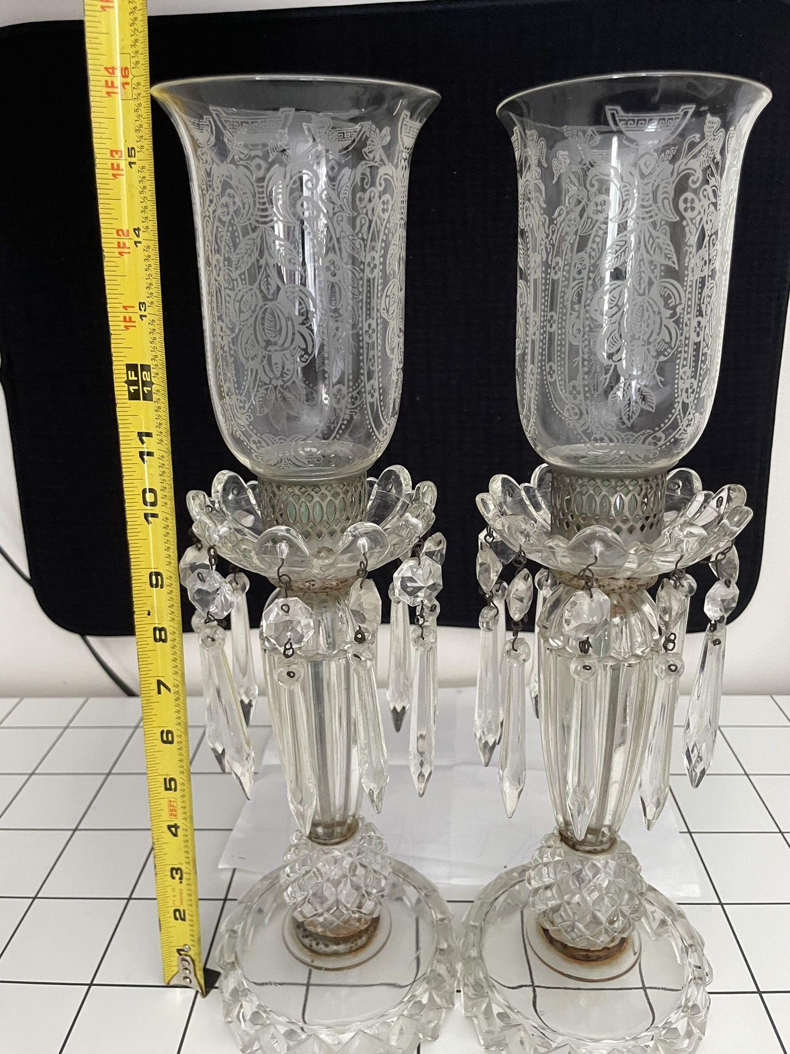 Vintage Antiques Set of two fine glass lamps
