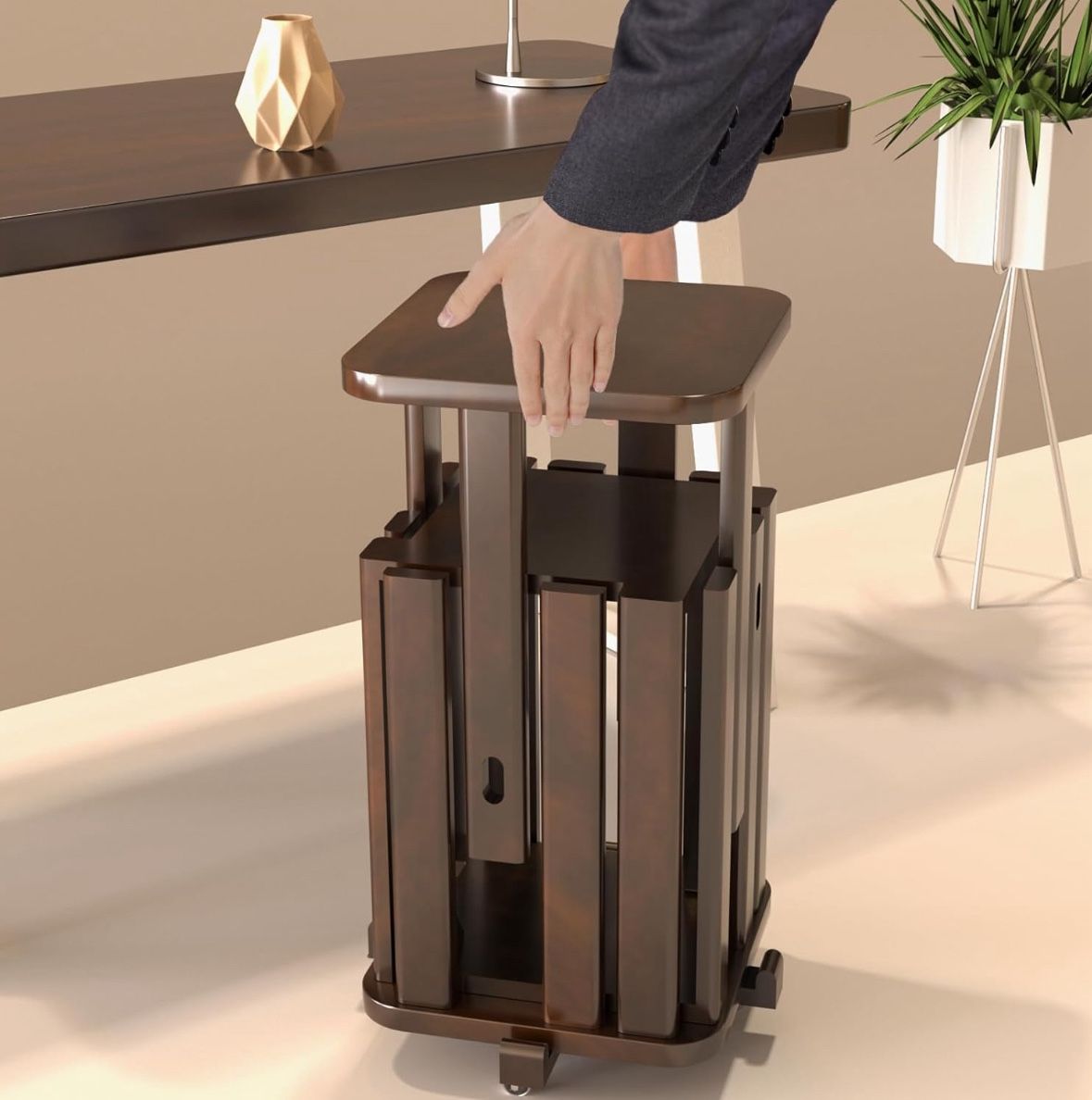 Wooden 4-in-1 Stackable Stools with Wheels, Movable Dining Chair, Multifunctional Combination Chairs for Kitchen, Bedroom, Living Room, Fashion Modern