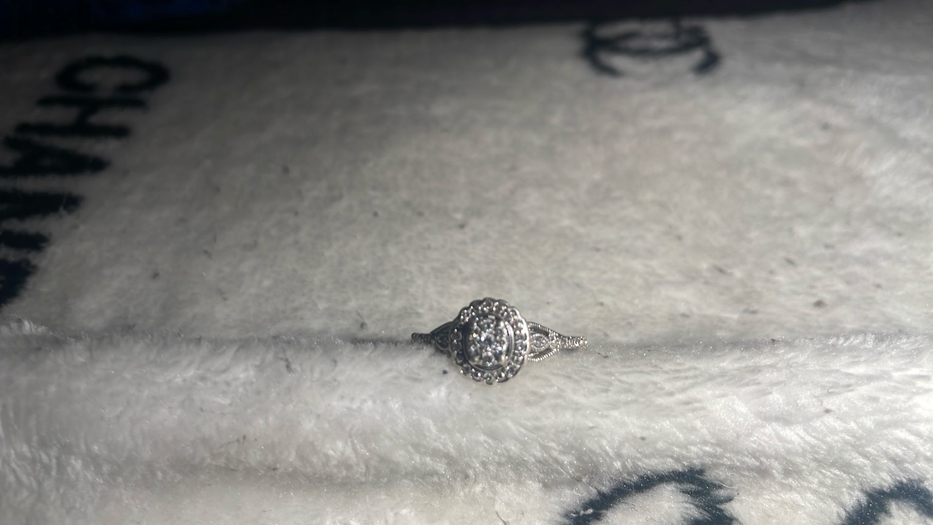 Silver Diamond Ring Size 8