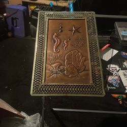 Copper Wall Hanging, Copper Repousse, Embossed Copper Art, Fish Lover Gift, Crab Horse Fish
