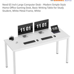 63 Inch White Office Desk by NEED 