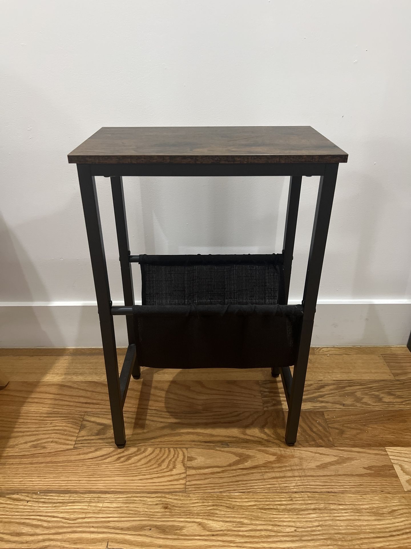 Rustic End Table with Magazine Rack