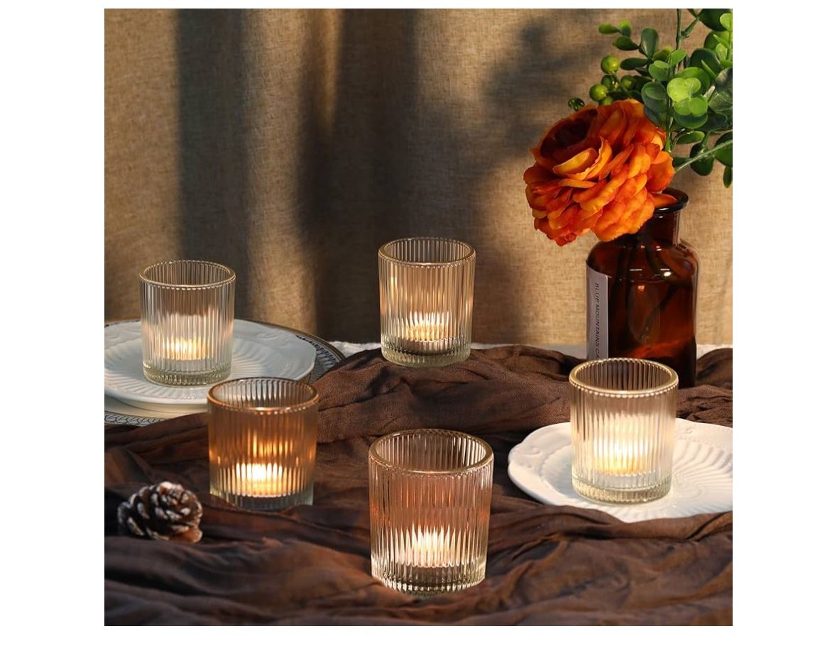 24 Pack Votive Candle Holders for Wedding Decor, Clear Glass DIY Wax Filling Romance Tealight Candle Holders,