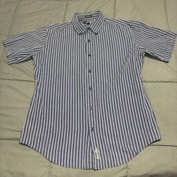 Vintage Anchor Blue men’s stripped sz Large button up Y2K 2000s
