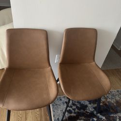 Set Of Modern Upholstered Faux Leather Chairs