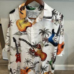 Silk Mens XXL Guitar theme Shirt