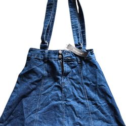 Allegra K Women's Denim Skirt Overall Adjustable Strap Braces Mini Suspender Washed Jean Skirts