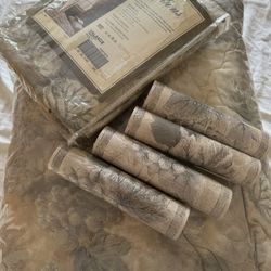 Full-queen Set Of Bedspread Cover+window Valance+wall Border