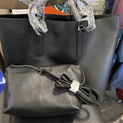 ALDO Black Leather Bag W/ Crossbody