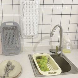 1pc Retractable Drainer Basket Foldable Laundry Rack Telescopic Fruit Rack Fruit Washing Basket Sink Colander Strainer Basket Fruit Strainer Basket Pp