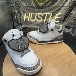 Jordan 3 Retro Hide N' Sneak Preschool Size 2Y White Grey Cement