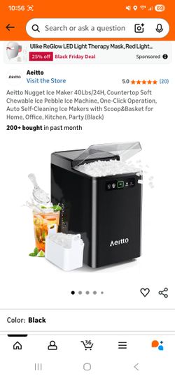 Aeitto Nugget Ice Maker 40Lbs/24H, Countertop Soft Chewable Ice Pebble Ice Machine, One-Click Operation, Auto Self-Cleaning Ice Makers with Scoop&Bask