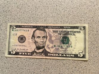 US $5 Bill Series 2013 Federal Reserve Note