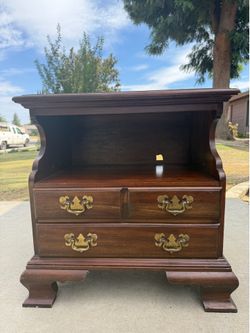 Vintage Wood Nightstand with Two Drawers