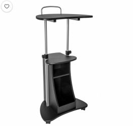 Rolling Standing Desk with Storage Shelves