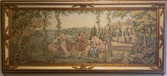 Vintage Framed Tapestry Wall Hanging Decor