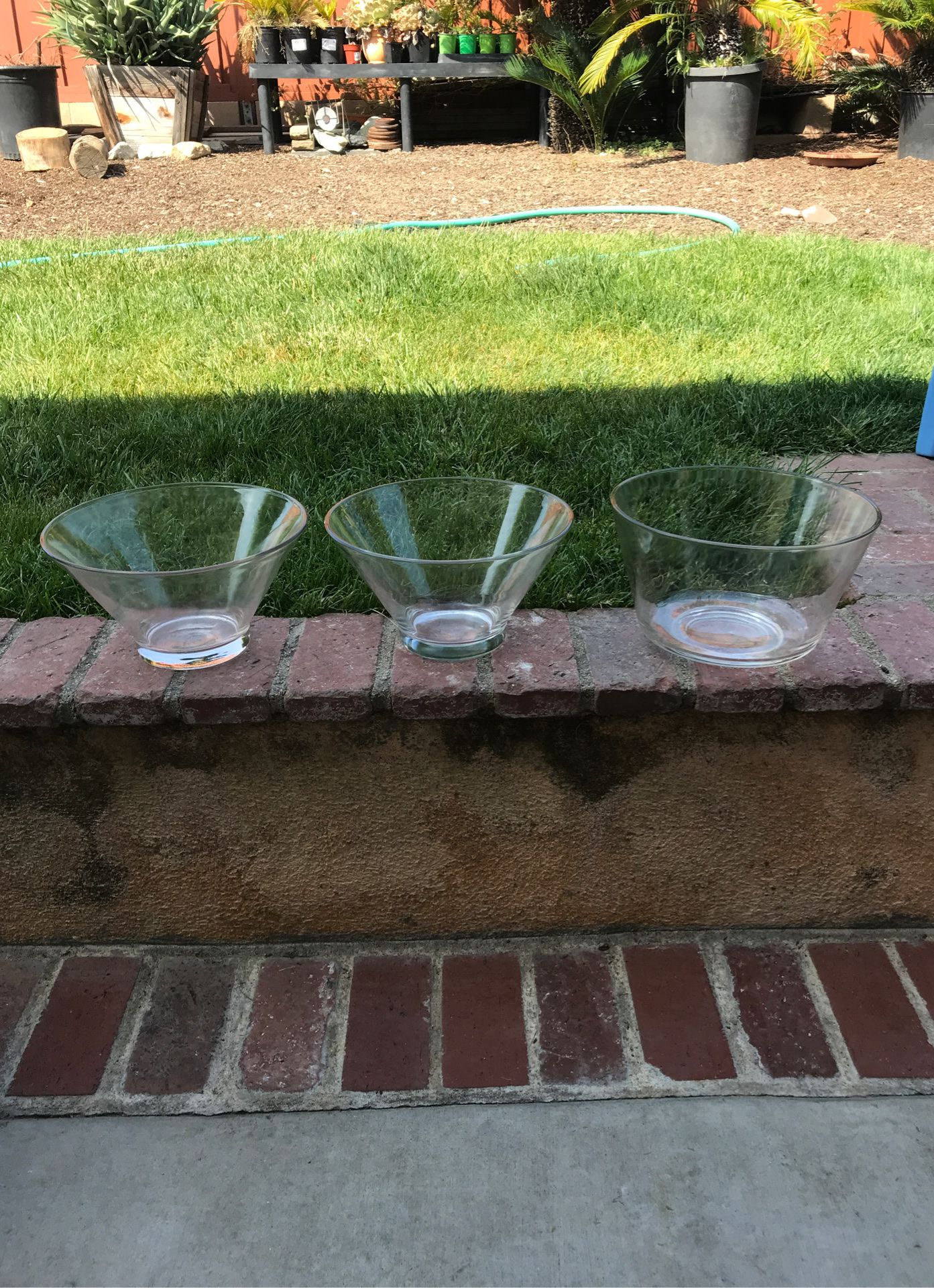 Three large glass bowls $15 each